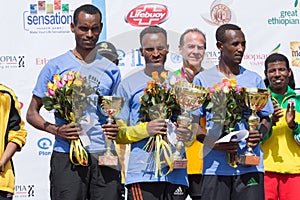 Winners of the 13th Edition Great Ethiopian Run womenÃ¢â¬â¢s race